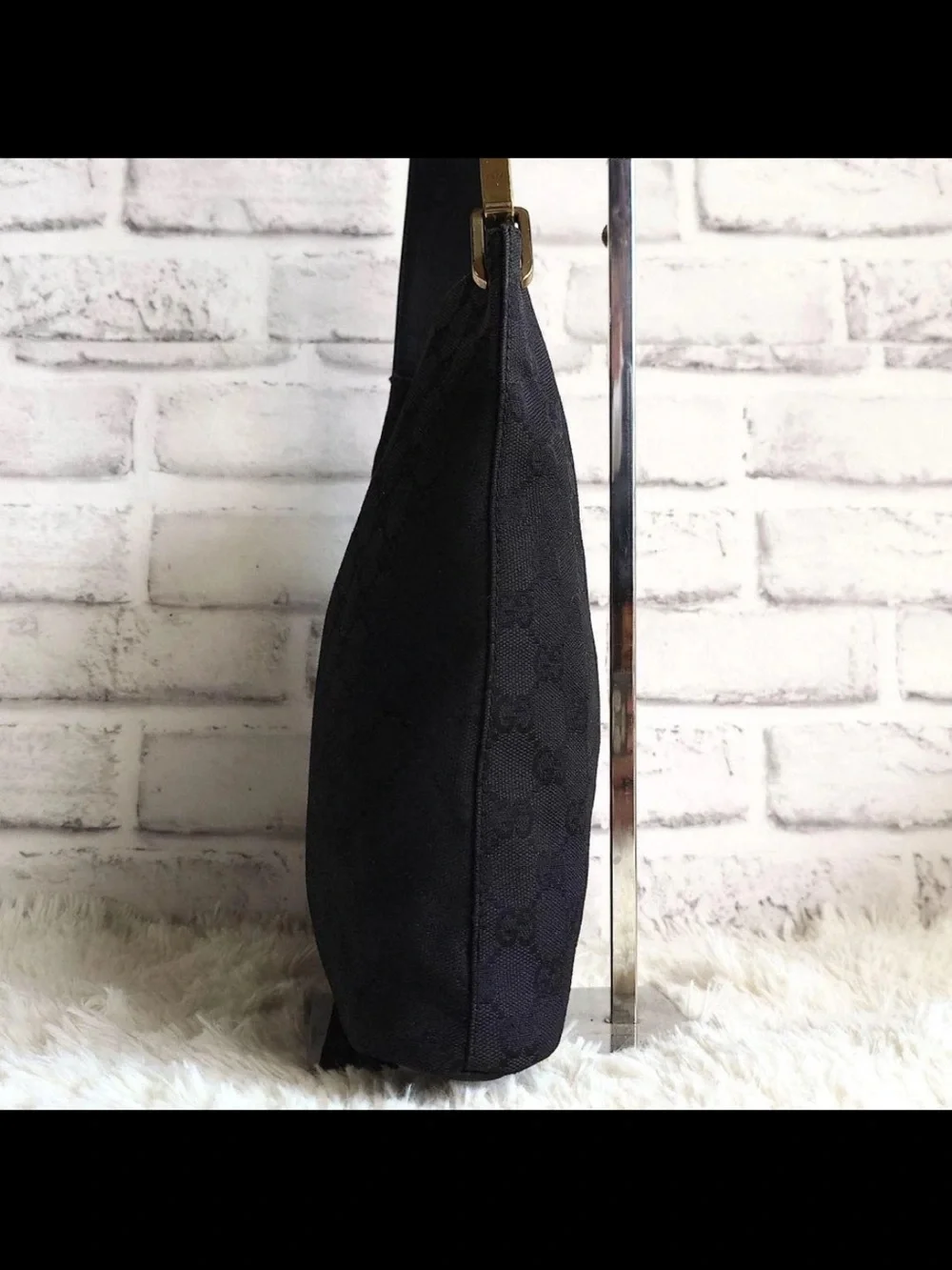 Gucci Black Signature Canvas Shoulder Bag